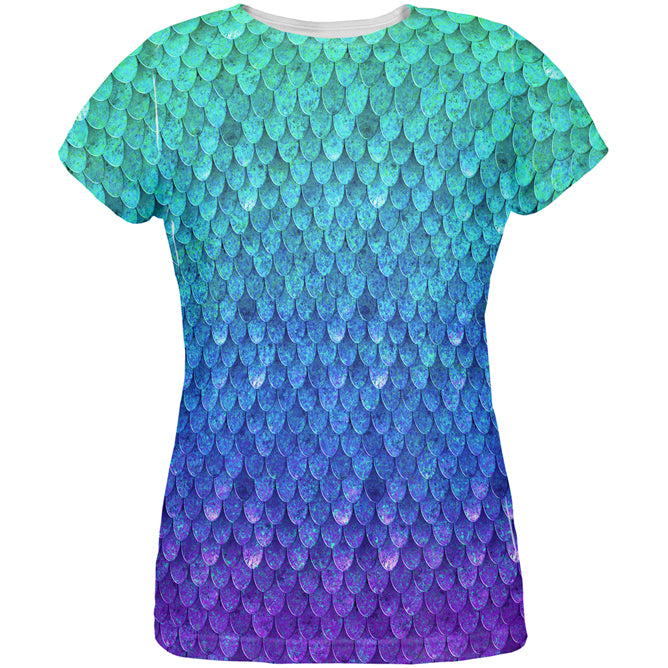 Halloween Mermaid Scales Costume All Over Womens T Shirt Women's T-Shirts Old Glory LG Multi 