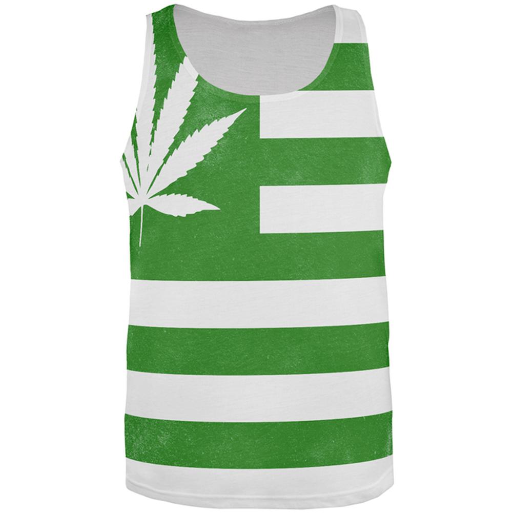 American High Pot Leaf Flag All Over Mens Tank Top Men's Tank Tops Old Glory SM  