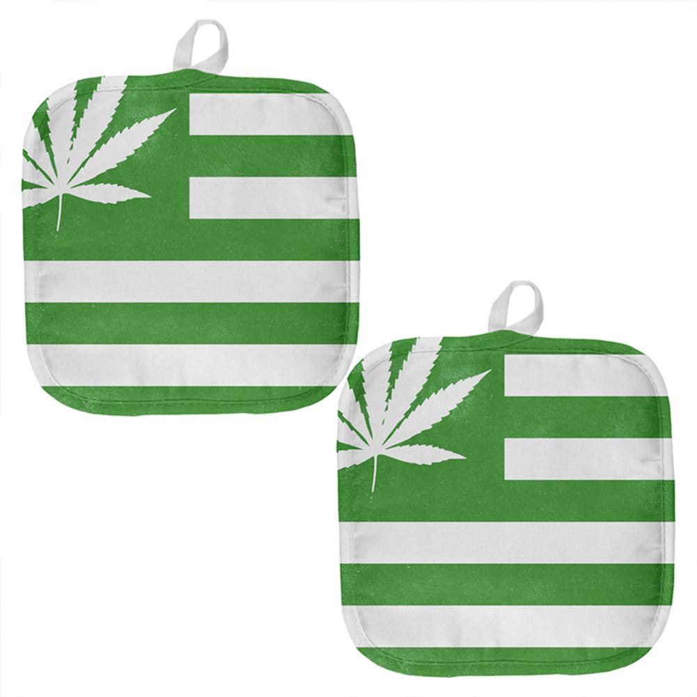 American High Pot Leaf Flag All Over Pot Holder (Set of 2) Pot Holders Old Glory OS Multi 