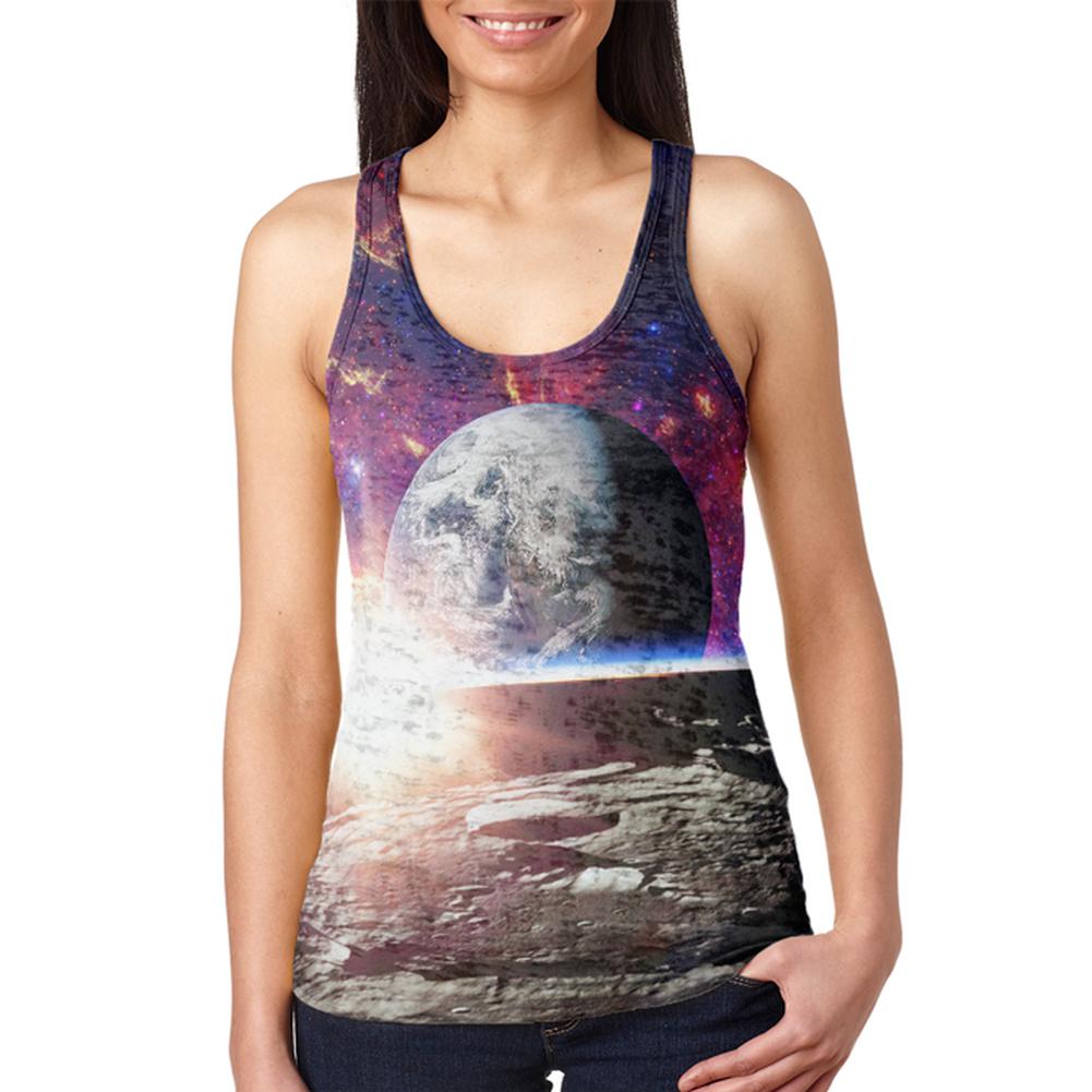 Explore The Infinity Of Space Juniors Burnout Racerback Tank Top Juniors Tank Tops Old Glory 2XL Multi 