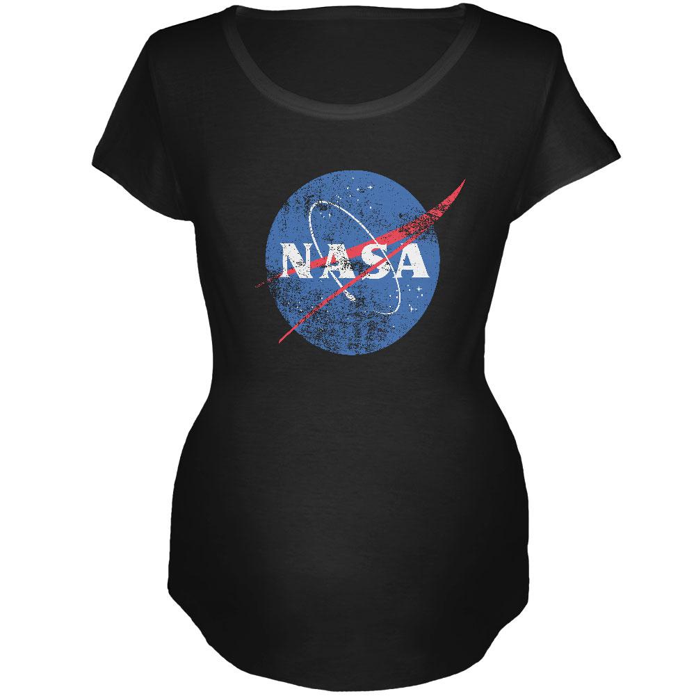 NASA Distressed Logo Maternity Soft T Shirt Maternity T-Shirts NASA 2XL Black 