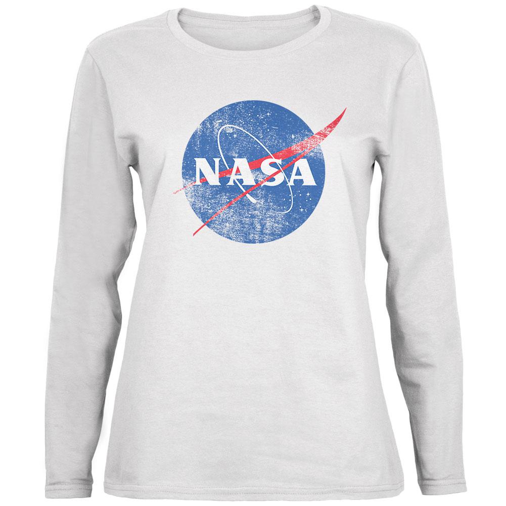 NASA Distressed Logo Ladies' Relaxed Jersey Long-Sleeve Tee Women's Long Sleeves NASA 2XL White 