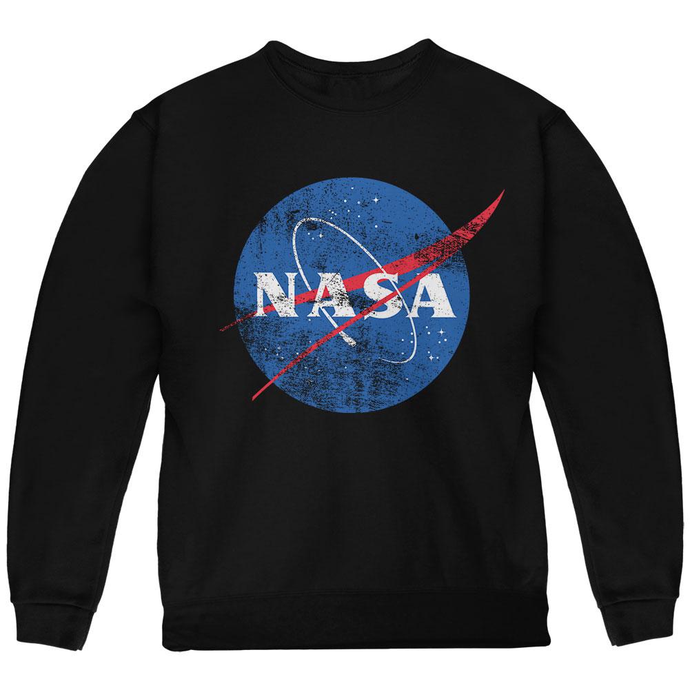 NASA Distressed Logo Youth Sweatshirt Youth Sweatshirts NASA LG Black 