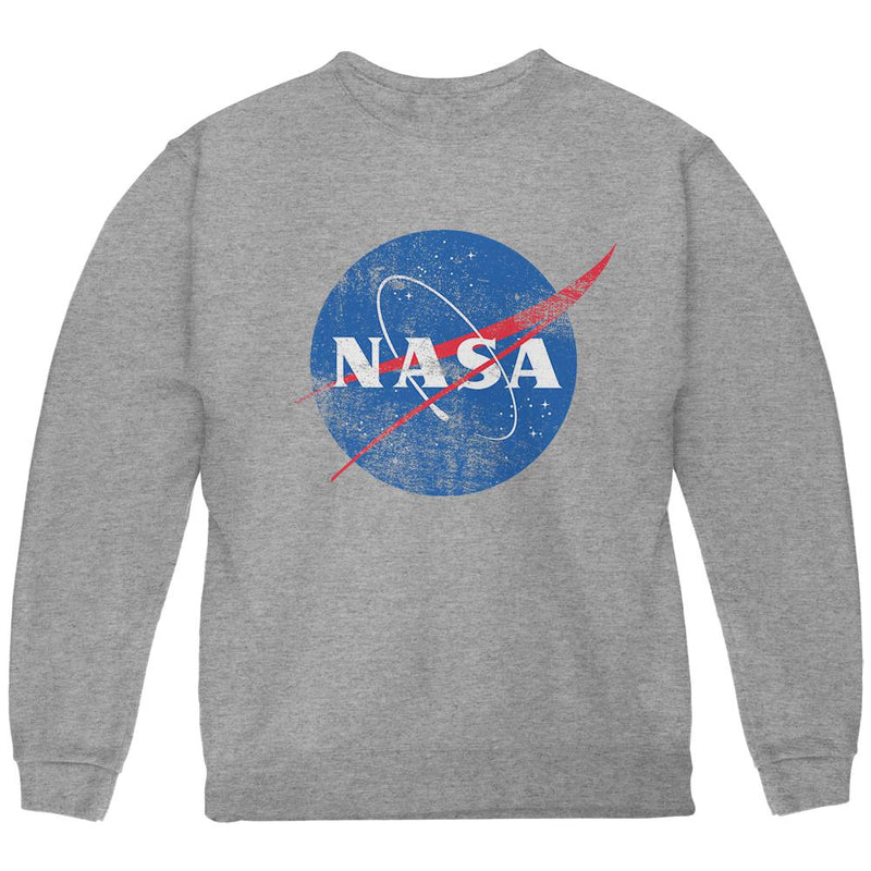 NASA Distressed Logo Youth Sweatshirt Youth Sweatshirts NASA LG Grey 