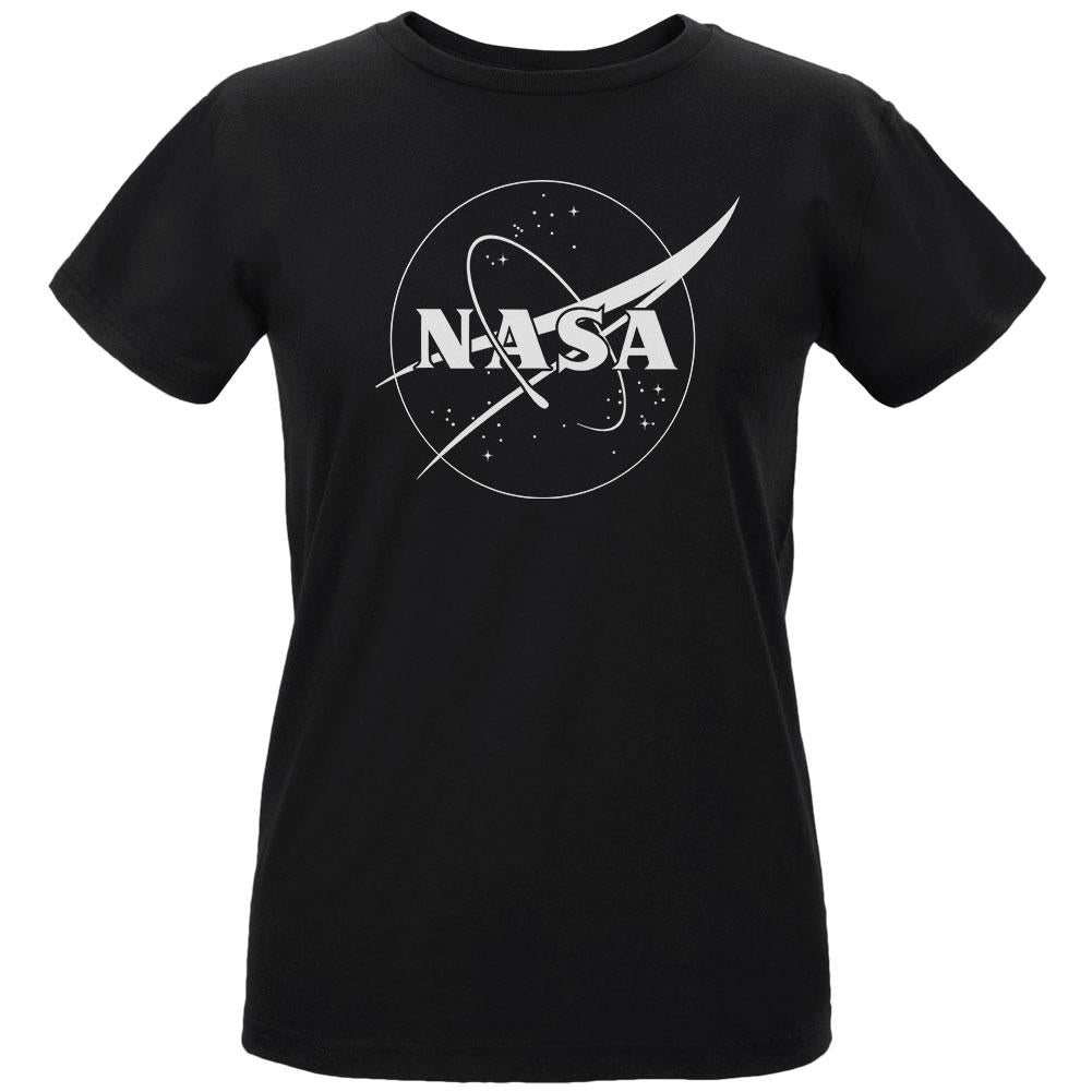 NASA Outline Logo Womens Organic T Shirt Women's T-Shirts NASA LG Black 