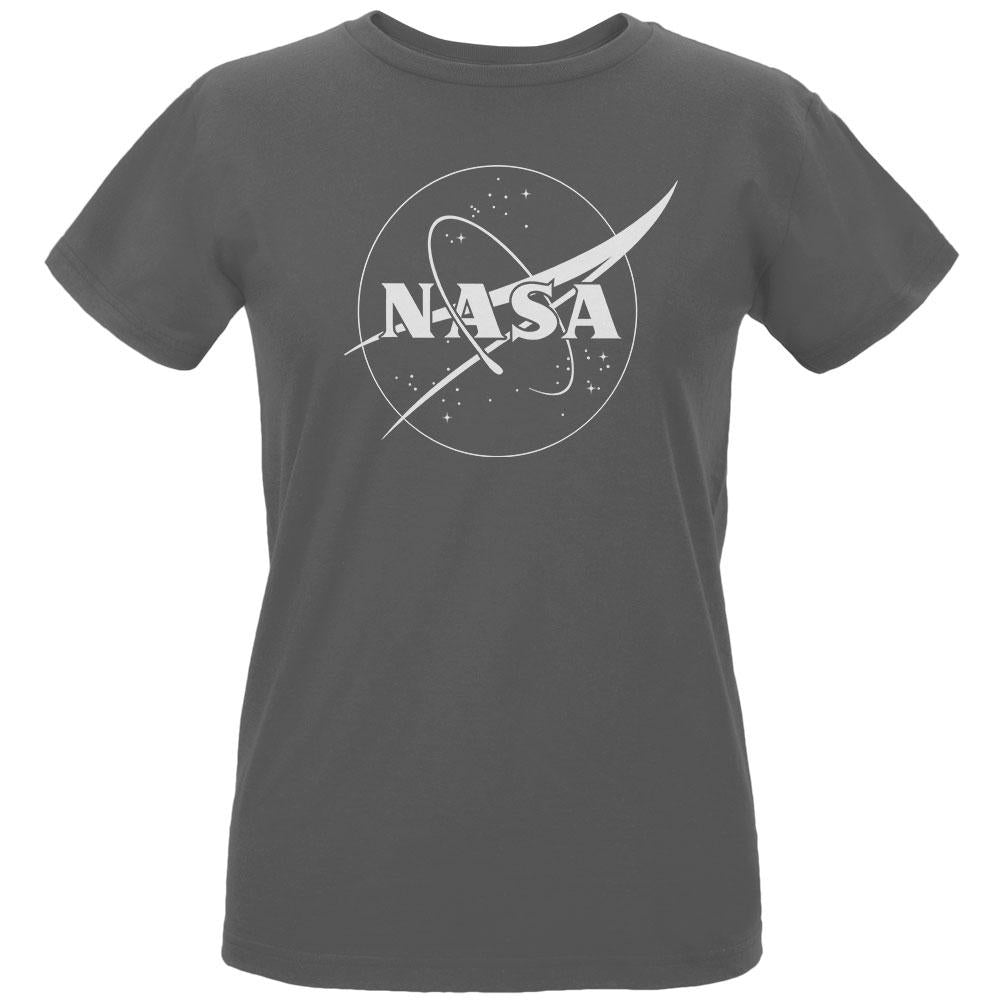 NASA Outline Logo Womens Organic T Shirt Women's T-Shirts NASA LG Charcoal 