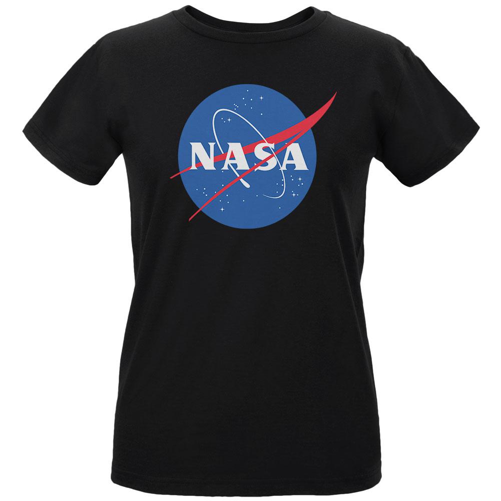 NASA Logo Womens Organic T Shirt Women's T-Shirts Old Glory LG Black 