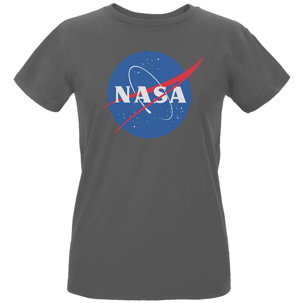 NASA Logo Womens Organic T Shirt Women's T-Shirts Old Glory LG Charcoal 