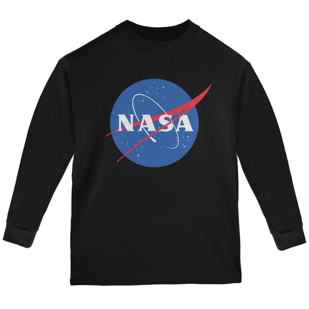 NASA Logo Youth Long Sleeve T Shirt Youth Long Sleeves NASA LG Black 