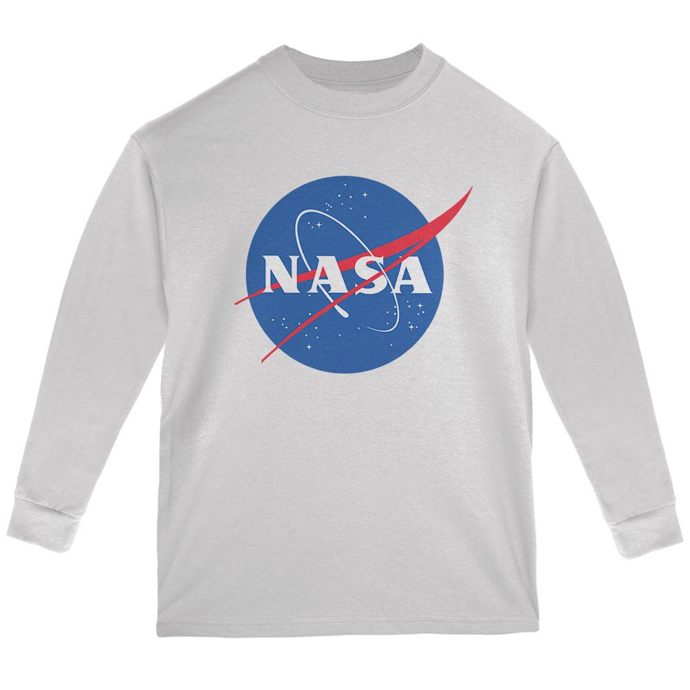 NASA Logo Youth Long Sleeve T Shirt Youth Long Sleeves NASA LG White 