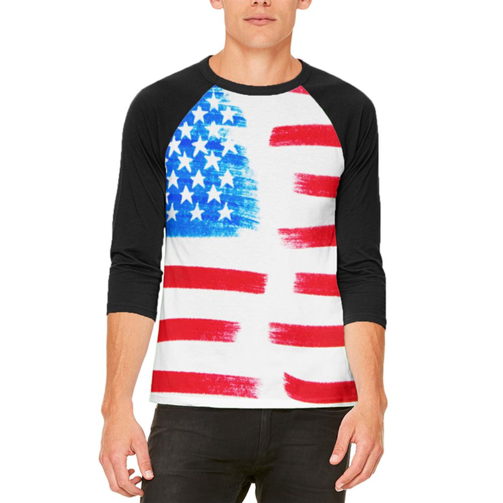 4th of July Color Me American Mens Raglan T Shirt Men's T-Shirts Old Glory 2XL White 