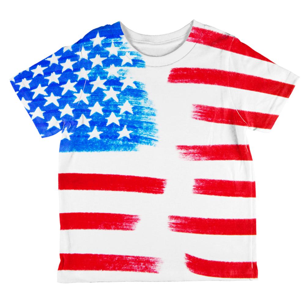 4th of July Color Me American All Over Toddler T Shirt Toddler T-Shirts Old Glory 2T Multi 