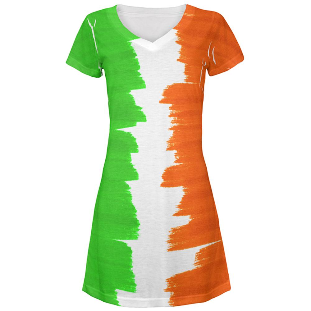 St Patrick's Day Color Me Irish All Over Juniors Beach Cover-Up Dress Juniors Dresses Old Glory MD Multi 