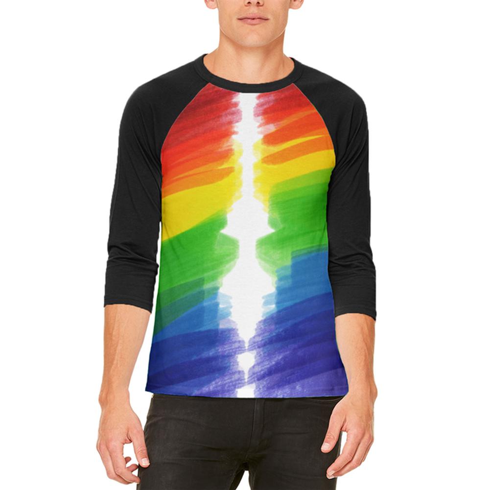 Color Me Gay Lesbian Pride Mens Raglan T Shirt Men's T-Shirts Old Glory 2XL White-Black 