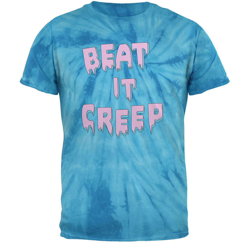 Halloween Beat it Creep Mens T Shirt Men's T-Shirts Old Glory 2XL Pinwheel Blue Tie Dye 