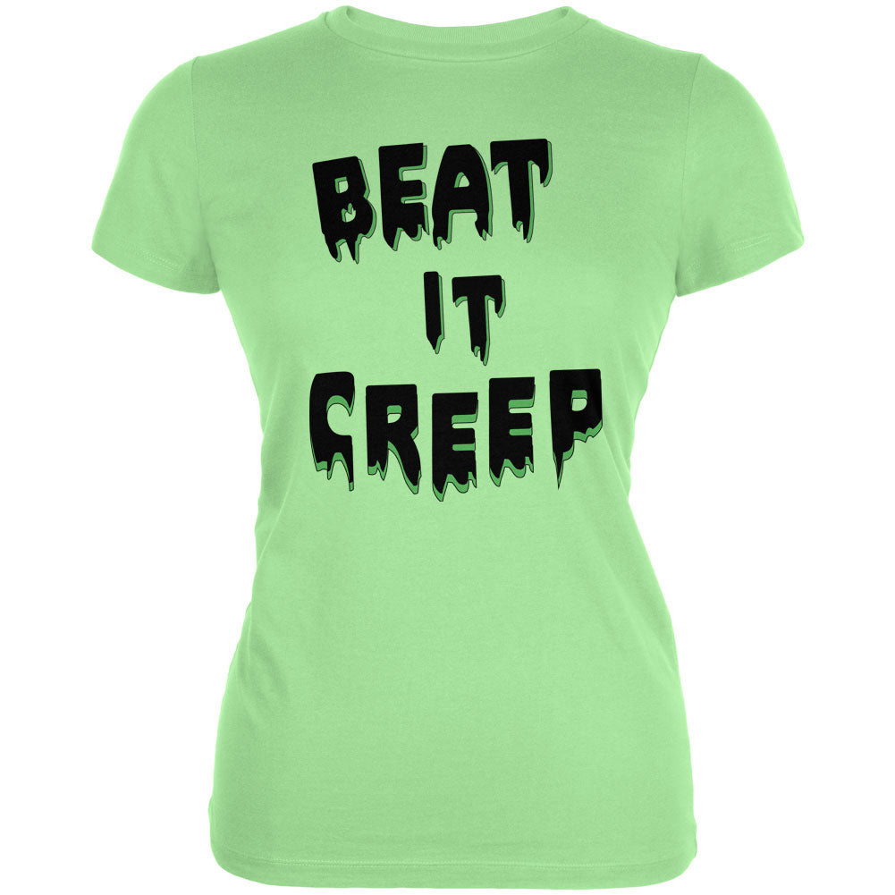 Halloween Beat it Creep Juniors Soft T Shirt Juniors T-Shirts Old Glory LG Mint 