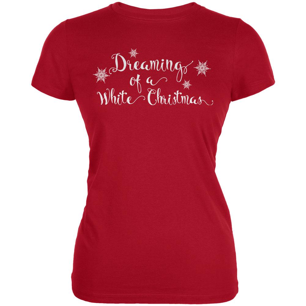 Dreaming of a White Christmas Juniors Soft T Shirt Juniors T-Shirts Old Glory 2XL Red 