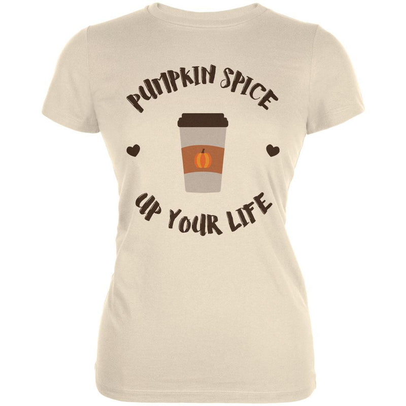 Halloween Pumpkin Spice Up Your Life Juniors Soft T Shirt Juniors T-Shirts Old Glory LG Cream 