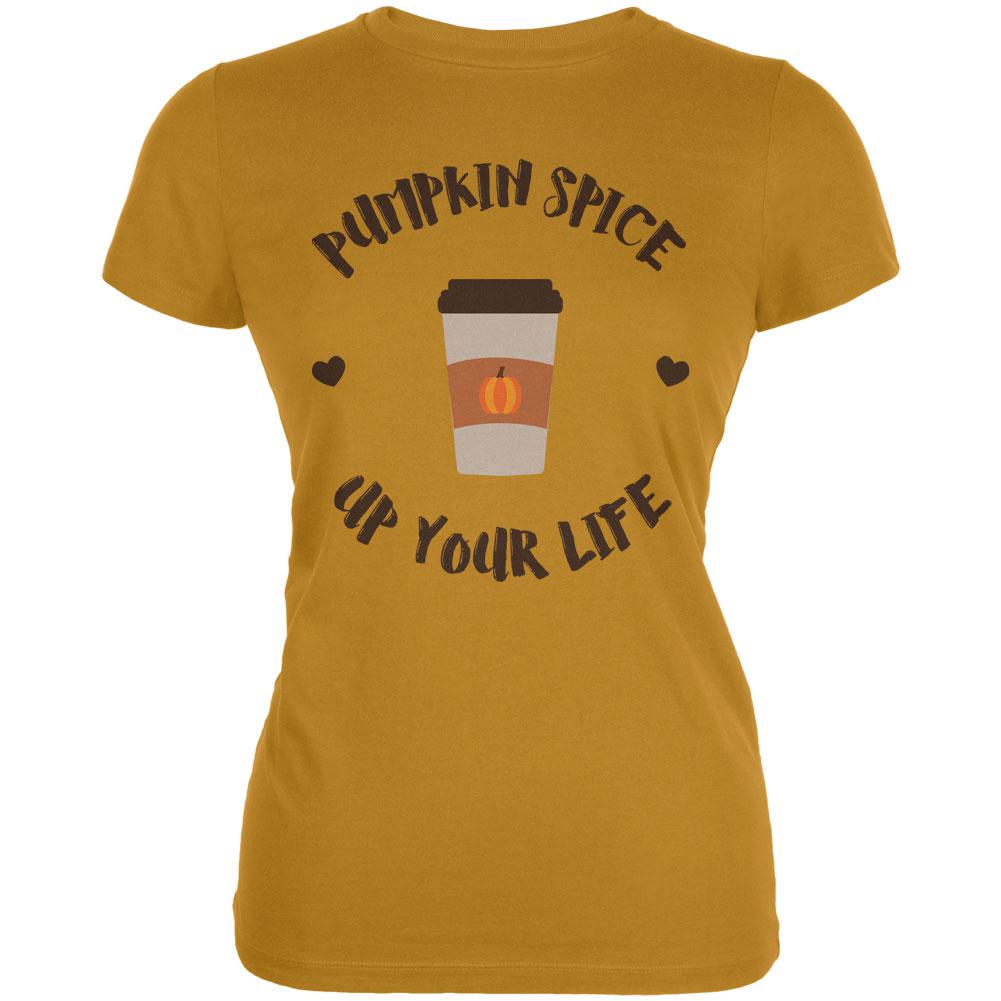 Halloween Pumpkin Spice Up Your Life Juniors Soft T Shirt Juniors T-Shirts Old Glory LG Yellow 