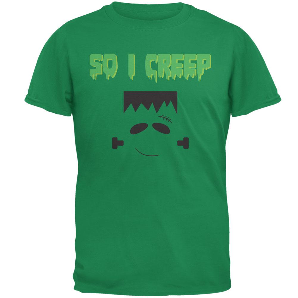 Halloween So I Creep Frankenstein Mens T Shirt Men's T-Shirts Old Glory 2XL Green 