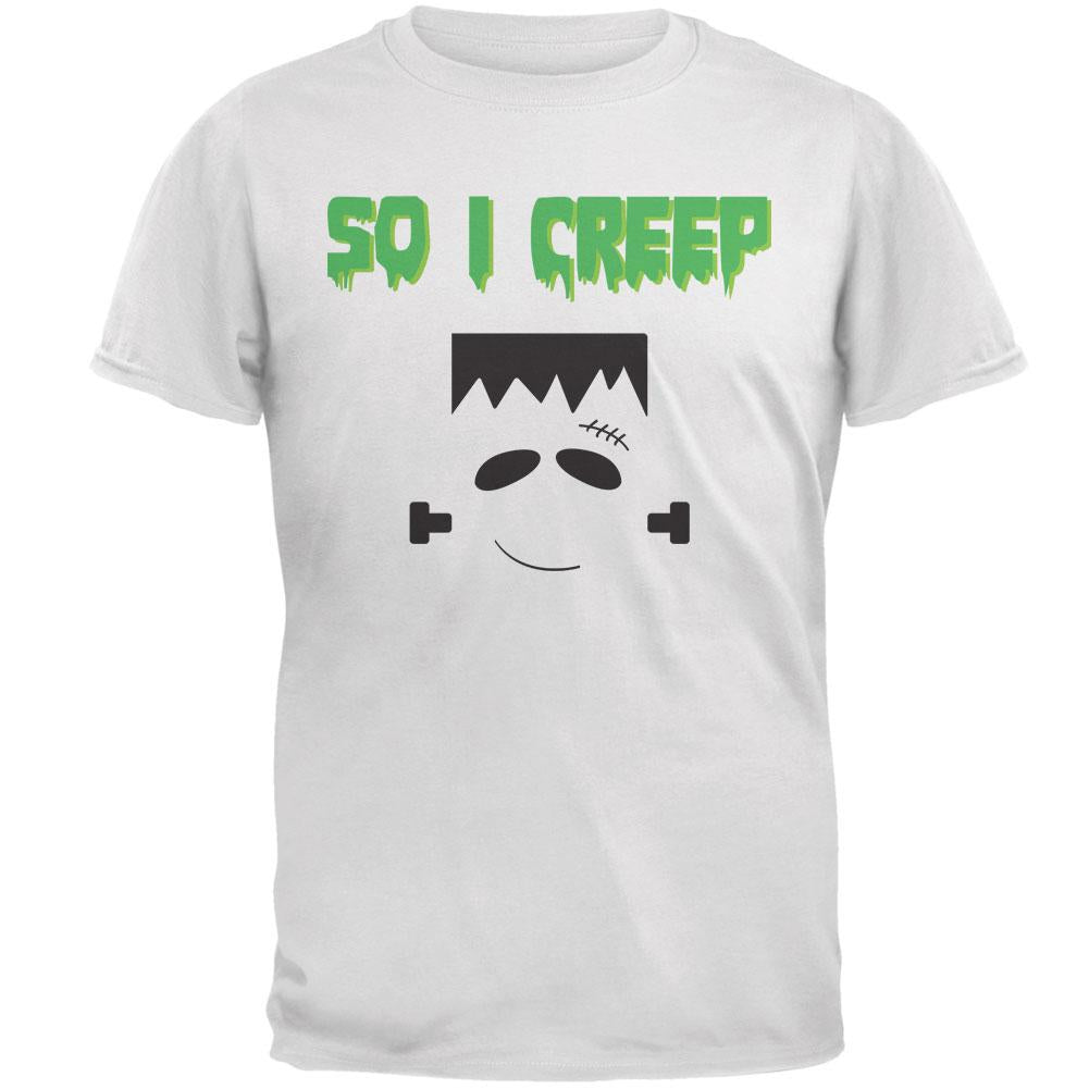 Halloween So I Creep Frankenstein Mens T Shirt Men's T-Shirts Old Glory 2XL White 