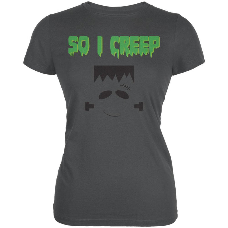 Halloween So I Creep Frankenstein Juniors Soft T Shirt Juniors T-Shirts Old Glory 2XL Grey 