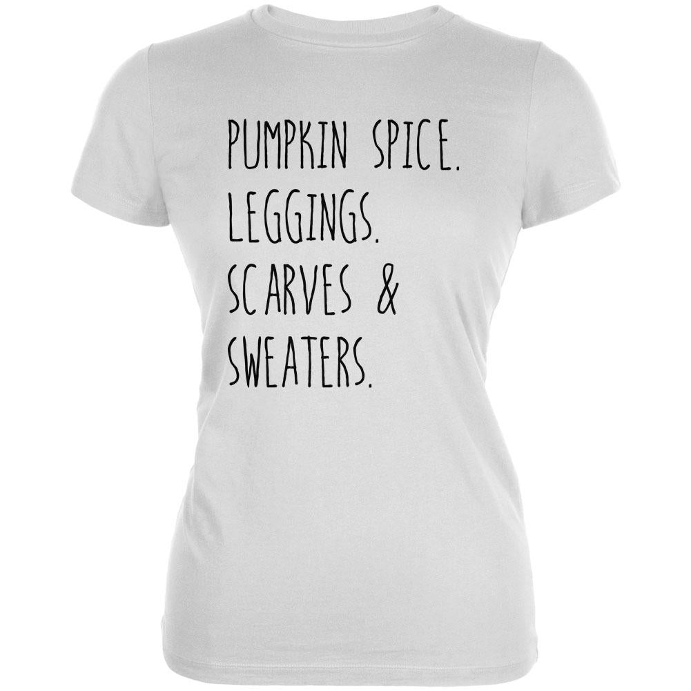 Halloween Pumpkin Spice Leggings Scarves and Sweaters Juniors Soft T Shirt Juniors T-Shirts Old Glory 2XL White 