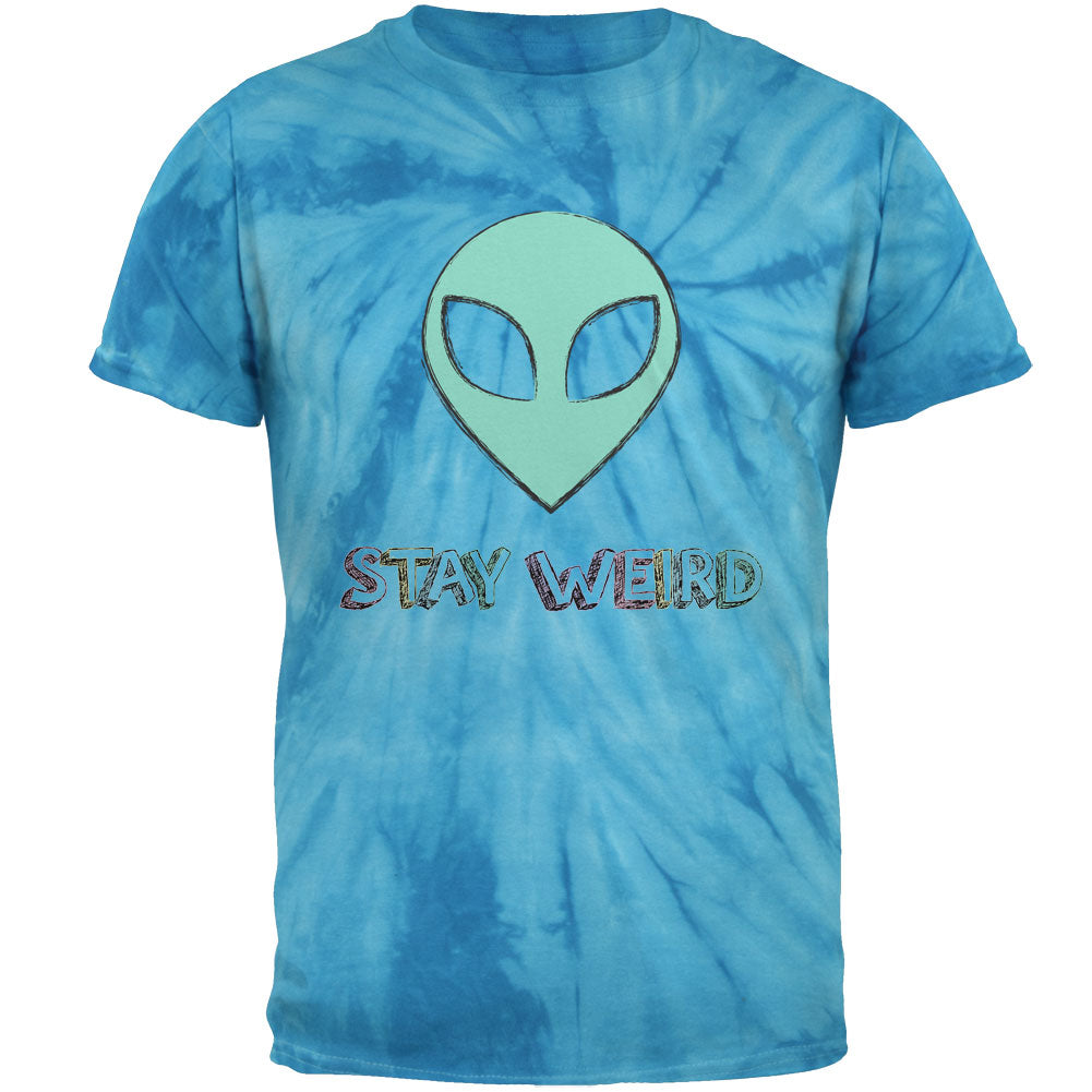 Stay Weird Alien Mens T Shirt Men's T-Shirts Old Glory 2XL Pinwheel Blue Tie Dye 