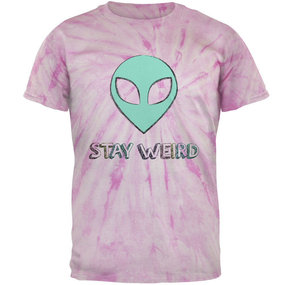 Stay Weird Alien Mens T Shirt Men's T-Shirts Old Glory LG Pinwheel Pink Tie Dye 