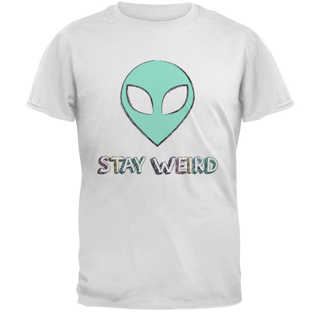 Stay Weird Alien Mens T Shirt Men's T-Shirts Old Glory 2XL White 