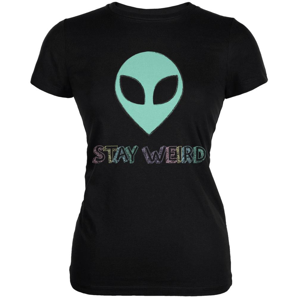 Stay Weird Alien Juniors Soft T Shirt Juniors T-Shirts Old Glory 2XL Black 