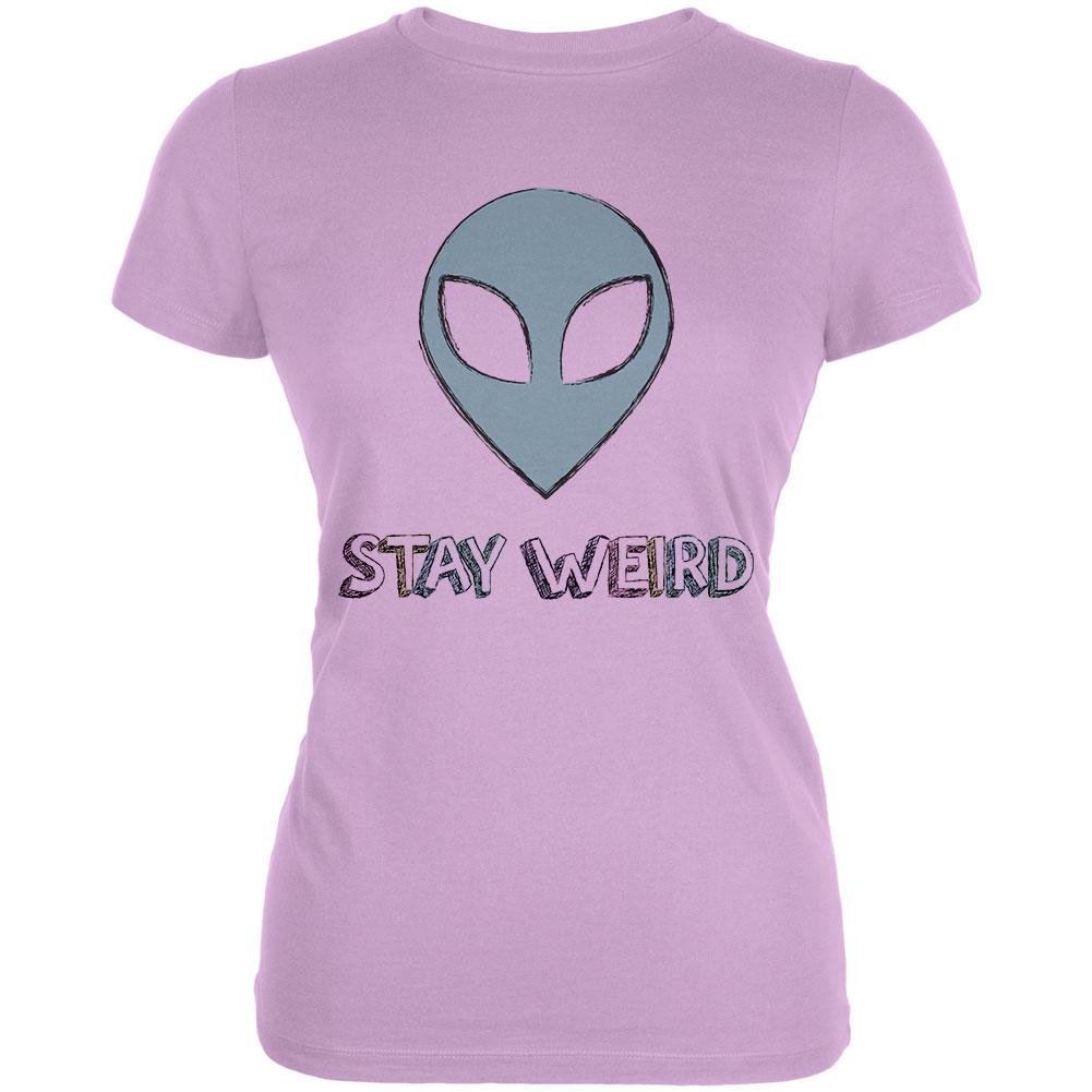 Stay Weird Alien Juniors Soft T Shirt Juniors T-Shirts Old Glory LG Lilac 