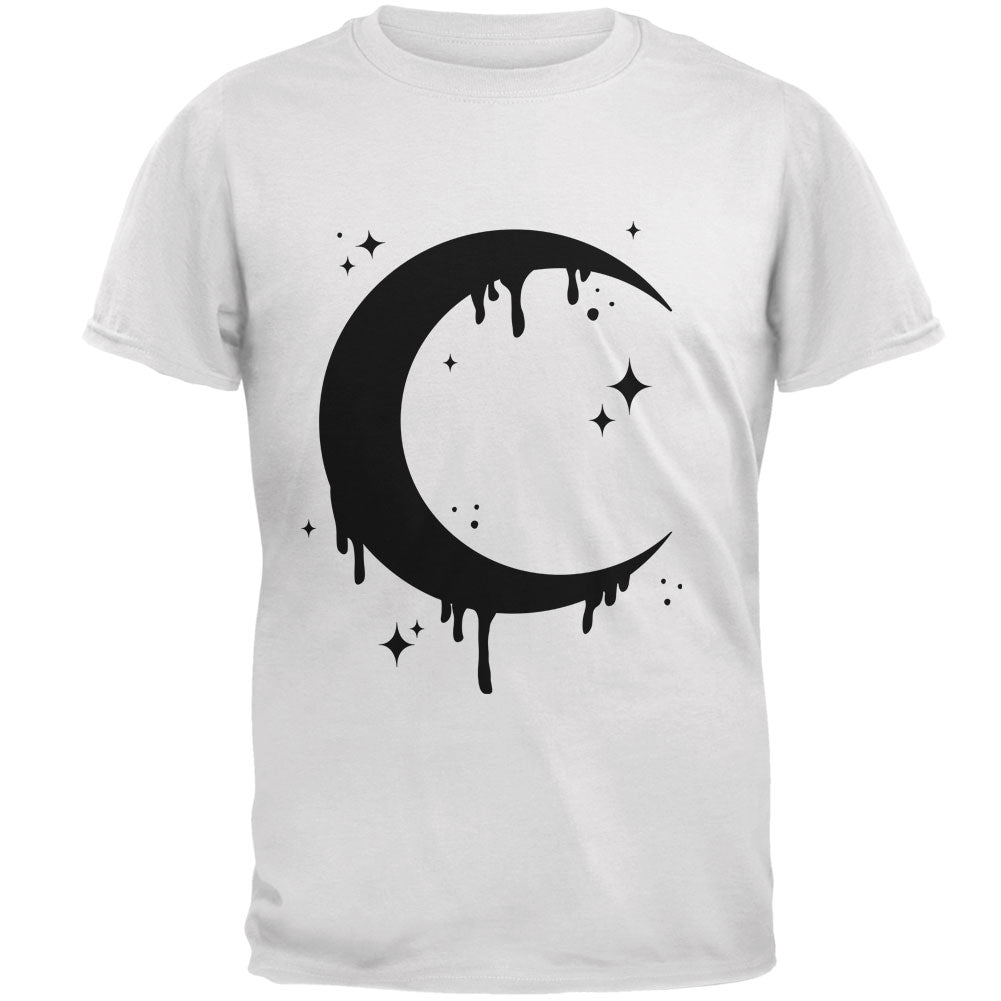 Halloween Dripping Crescent Moon Adult T-Shirt Men's T-Shirts Old Glory SM White 