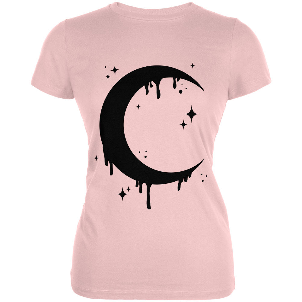 Halloween Dripping Crescent Moon Juniors Soft T Shirt Juniors T-Shirts Old Glory 2XL Blush Pink 