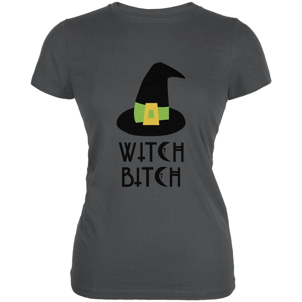 Halloween Witch Bitch Juniors Soft T Shirt Juniors T-Shirts Old Glory 2XL Asphalt 