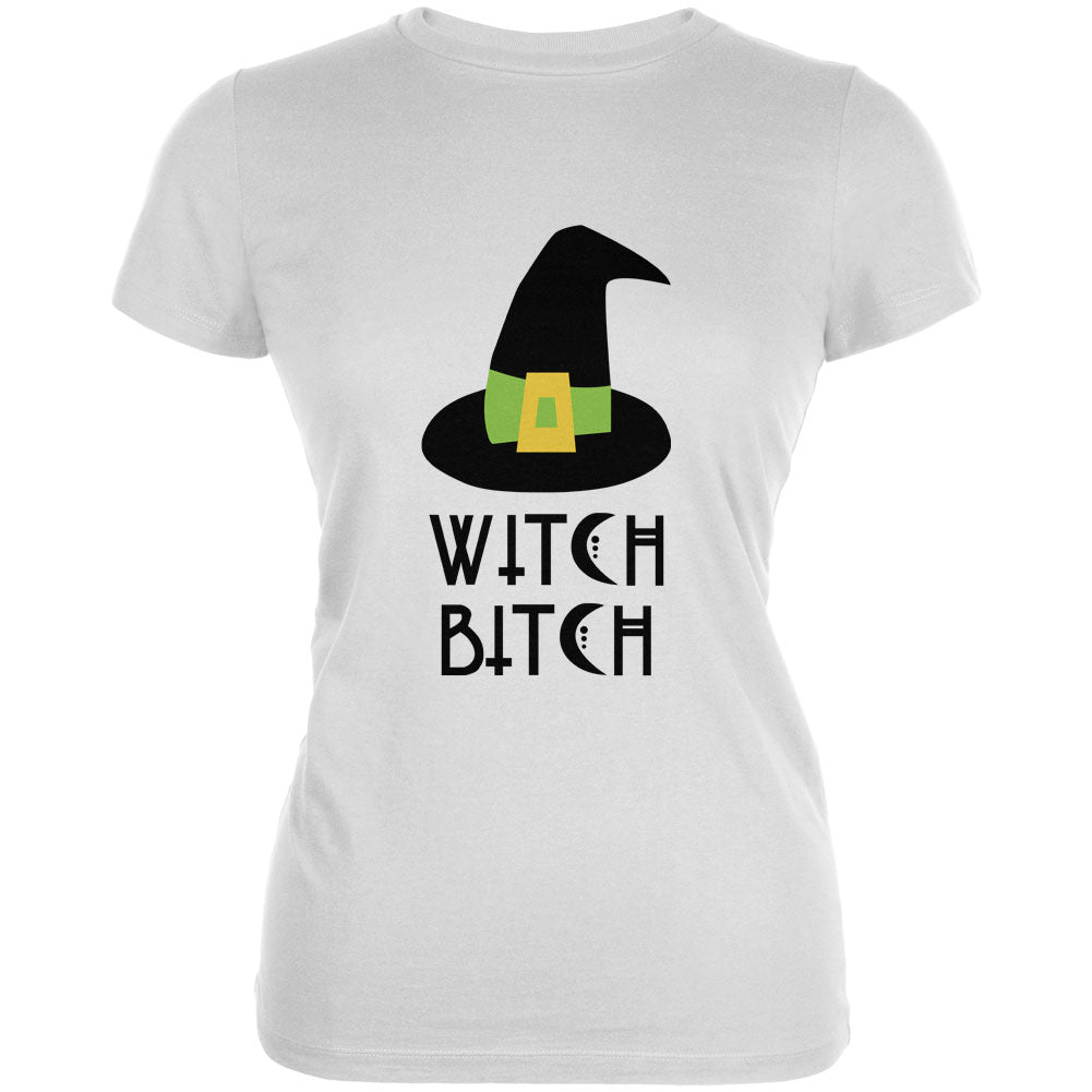 Halloween Witch Bitch Juniors Soft T Shirt Juniors T-Shirts Old Glory 2XL White 