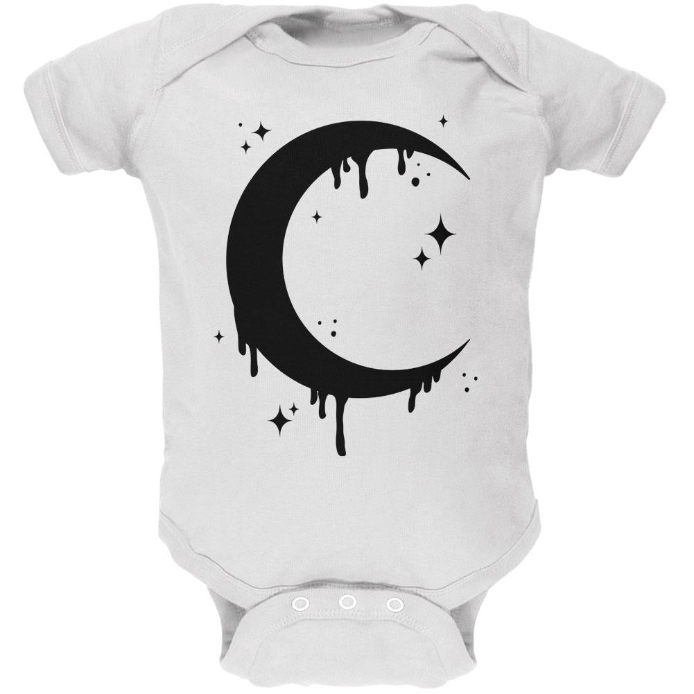 Halloween Dripping Crescent Moon Soft Baby One Piece Baby One Piece Old Glory 12MO White 