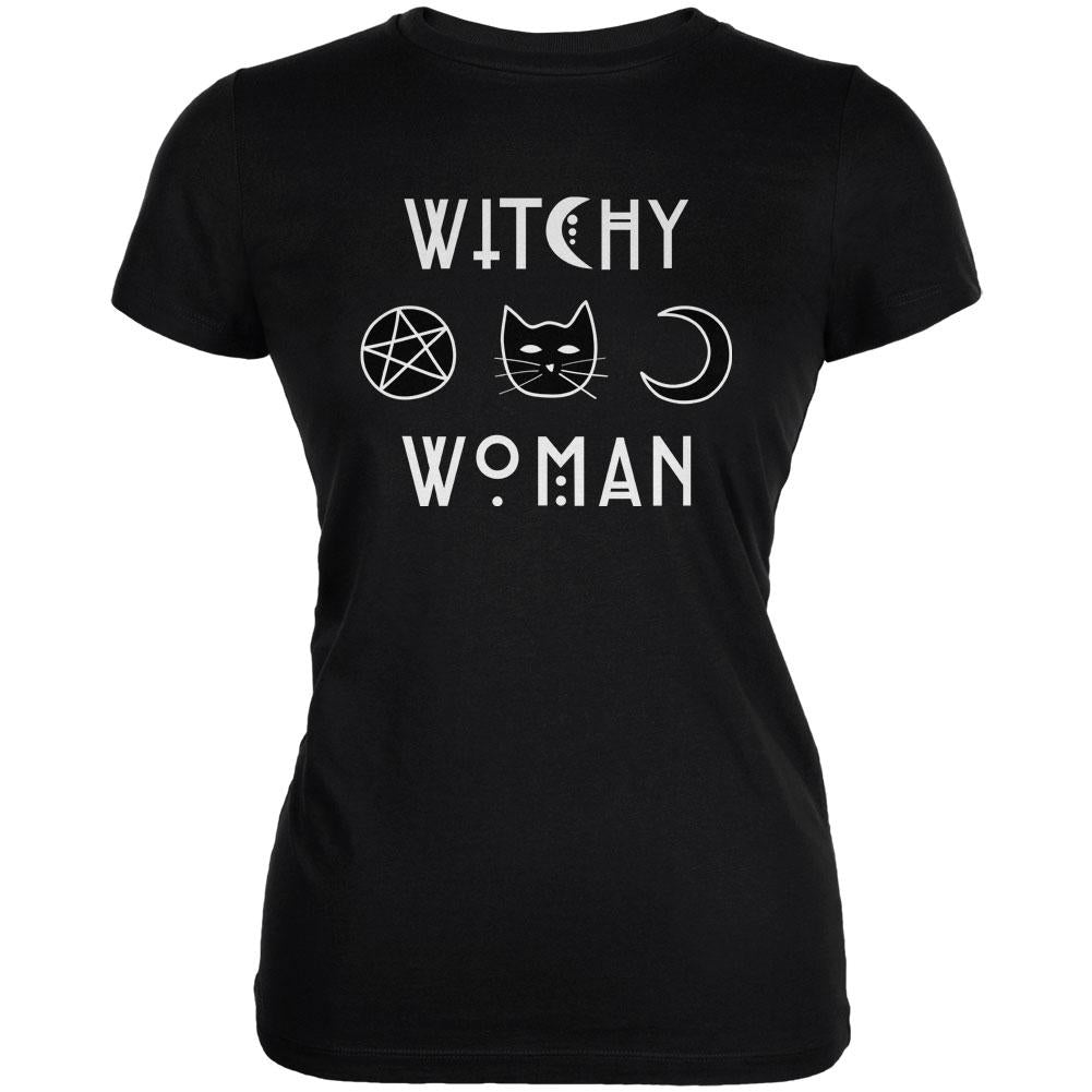 Witchy Woman Cat Star Moon Juniors Soft T Shirt Juniors T-Shirts Old Glory 2XL Black 