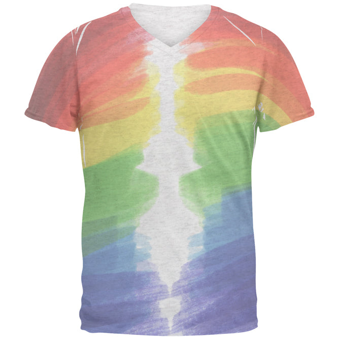 Color Me Gay Lesbian Pride Mens Soft V-Neck T Shirt Men's T-Shirts Old Glory LG Heather White 