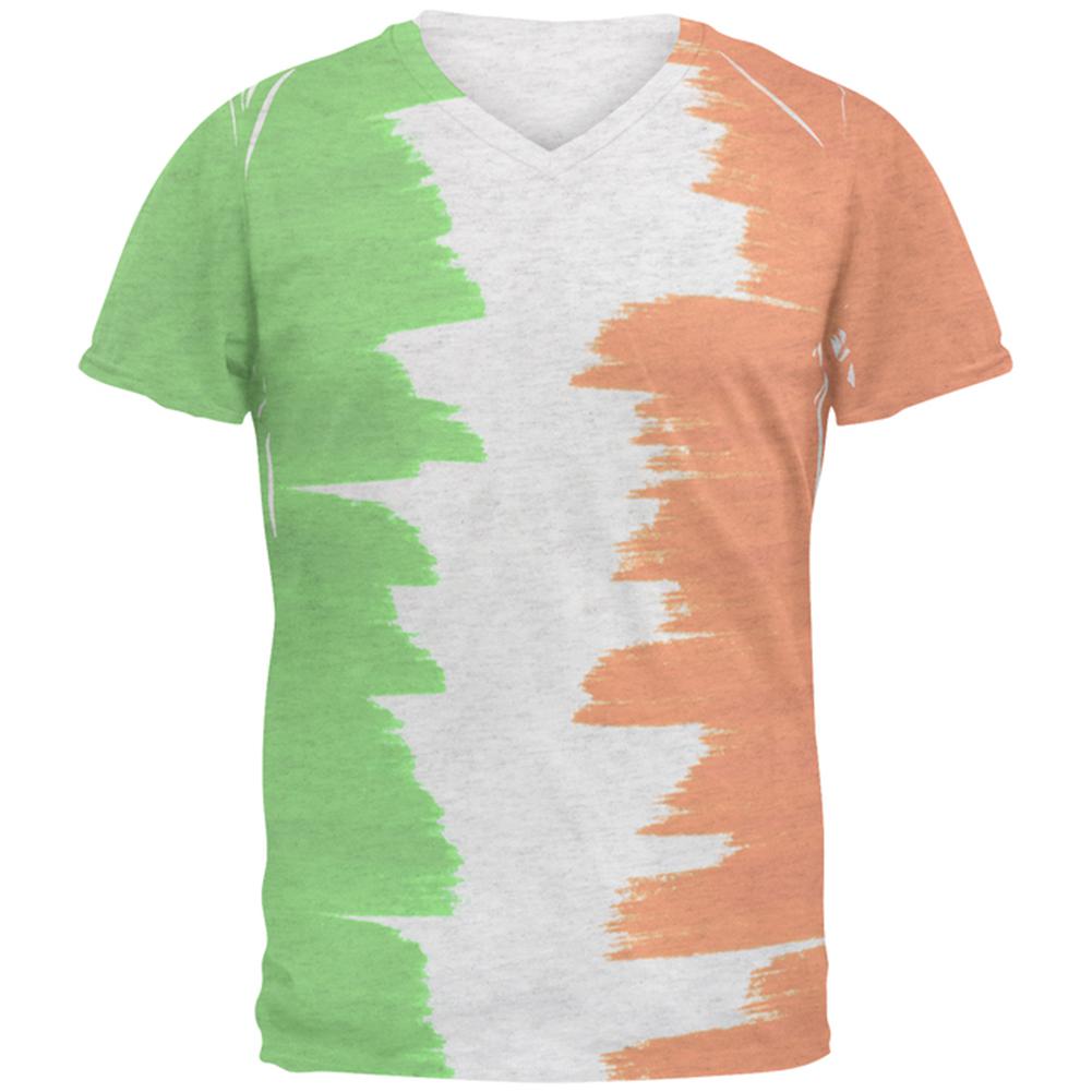 St Patrick's Day Color Me Irish Mens Soft V-Neck T Shirt Men's T-Shirts Old Glory 2XL Heather White 