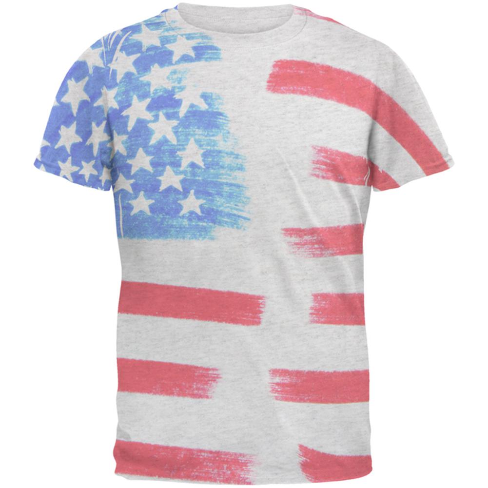 4th of July Color Me American Men's Soft T-Shirt Men's T-Shirts Old Glory 2XL White 