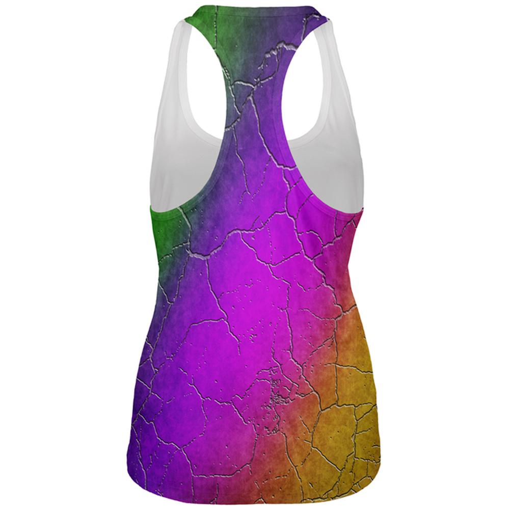 Mardi Gras Party Mask Distressed Grunge Flag All Over Womens Work Out Tank Top Women's Tank Tops Old Glory   