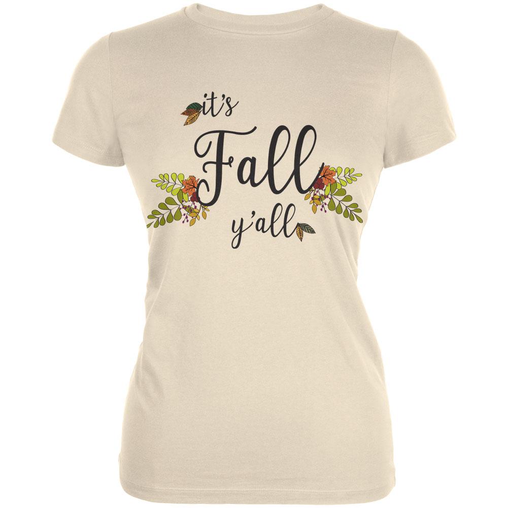 Its Fall Yall Juniors Soft T Shirt Juniors T-Shirts Old Glory LG Cream 