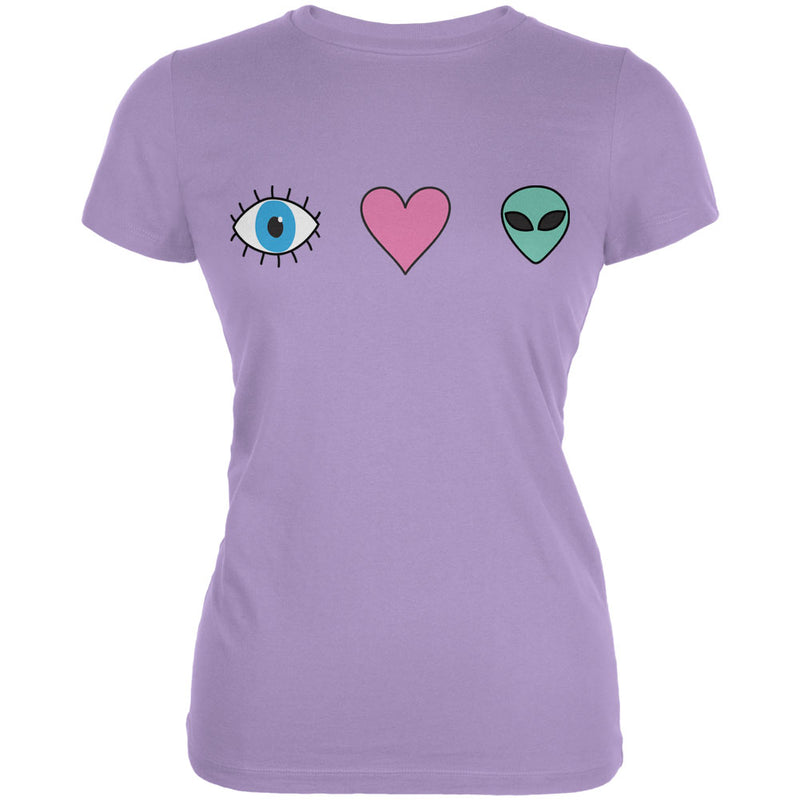 Eye Heart Aliens Juniors Soft T Shirt Junior's T-Shirts global MD Lavender 