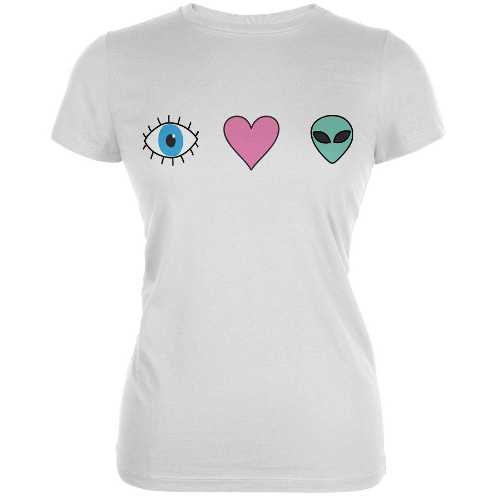 Eye Heart Aliens Juniors Soft T Shirt Junior's T-Shirts global 2XL White 