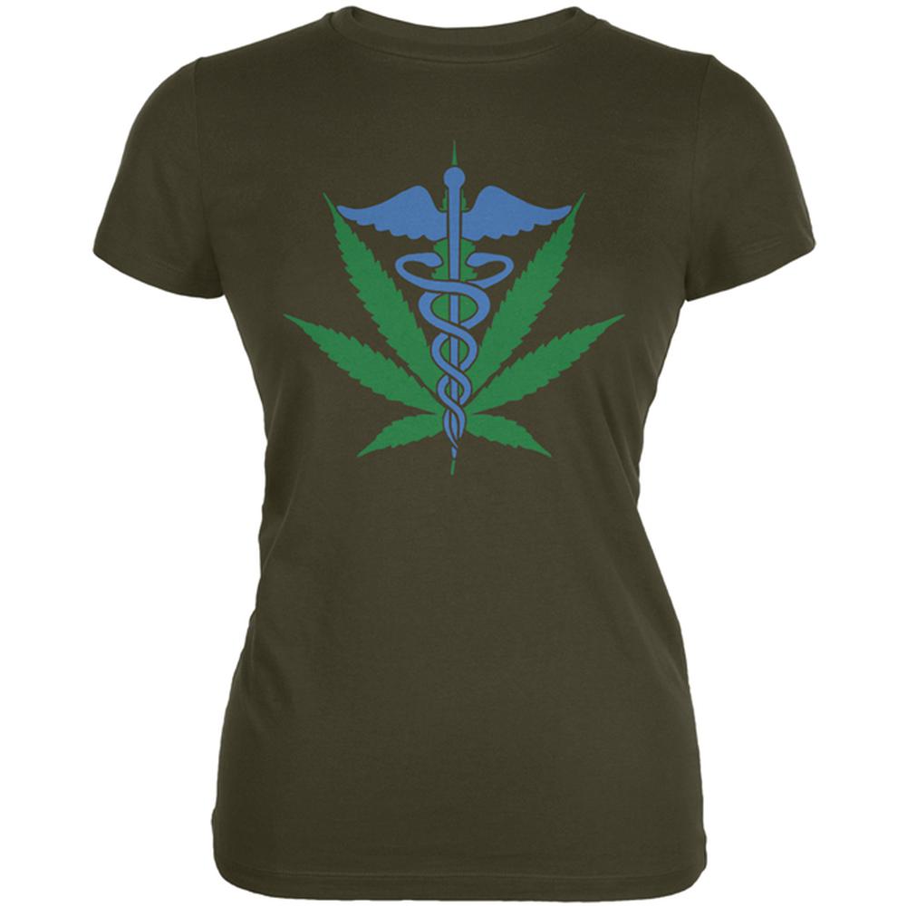 Support Medical Marijuana Legalize It Juniors Soft T Shirt Juniors T-Shirts Old Glory 2XL Army 