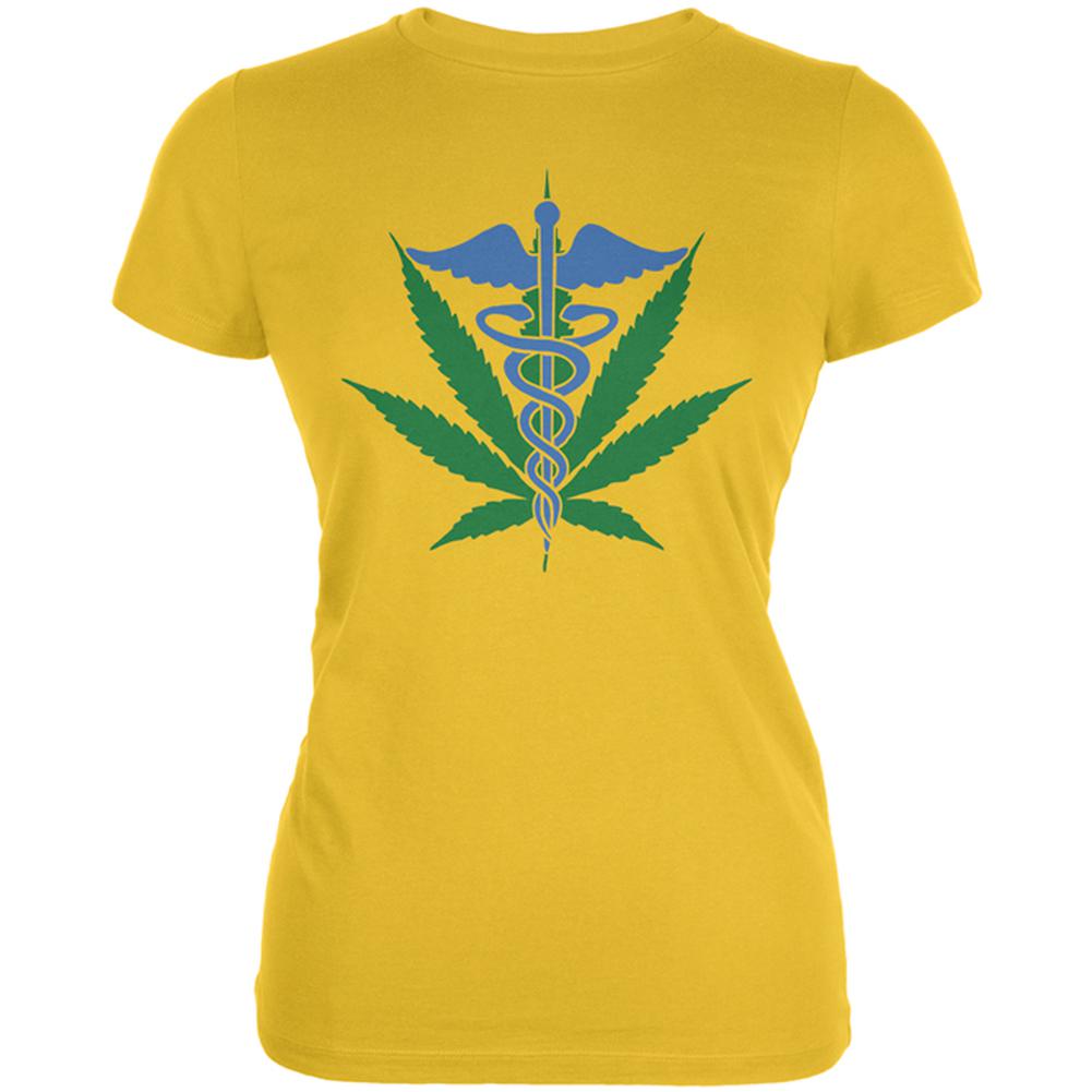 Support Medical Marijuana Legalize It Juniors Soft T Shirt Juniors T-Shirts Old Glory 2XL Bright Yellow 