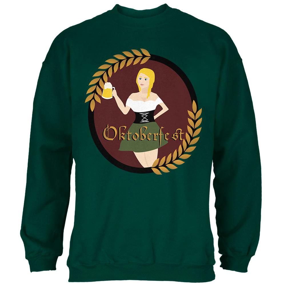 Oktoberfest German Beer Wench Maiden Mens Sweatshirt Men's Sweatshirts Old Glory 2XL Forest Green 