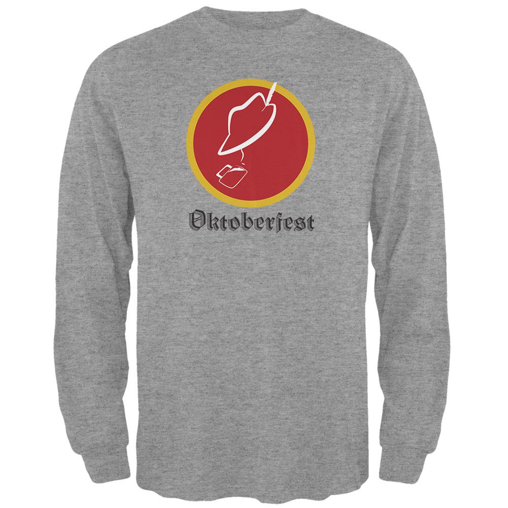 Oktoberfest German Folk Hat Drinking Beer Mens Long Sleeve T Shirt Men's Long Sleeves Old Glory 2XL Heather 