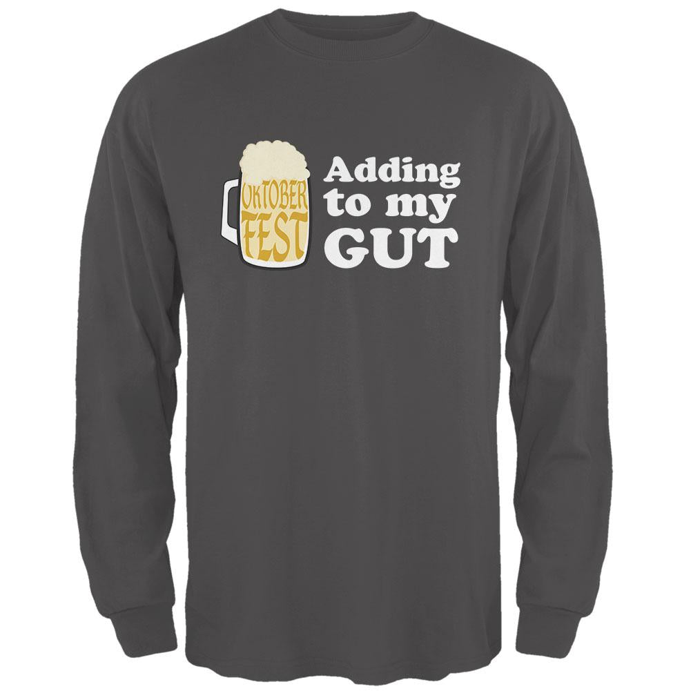 Oktoberfest Adding to My Gut German Beer Mens Soft Long Sleeve T Shirt Men's Long Sleeves Old Glory 2XL Grey 